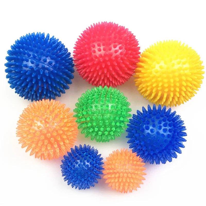 TPR Training Pet Teeth Chewing Toy Pet Dog Toys Puppy Sounding Toy Polka Squeaky Tooth Cleaning Ball for Small and Medium Dogs