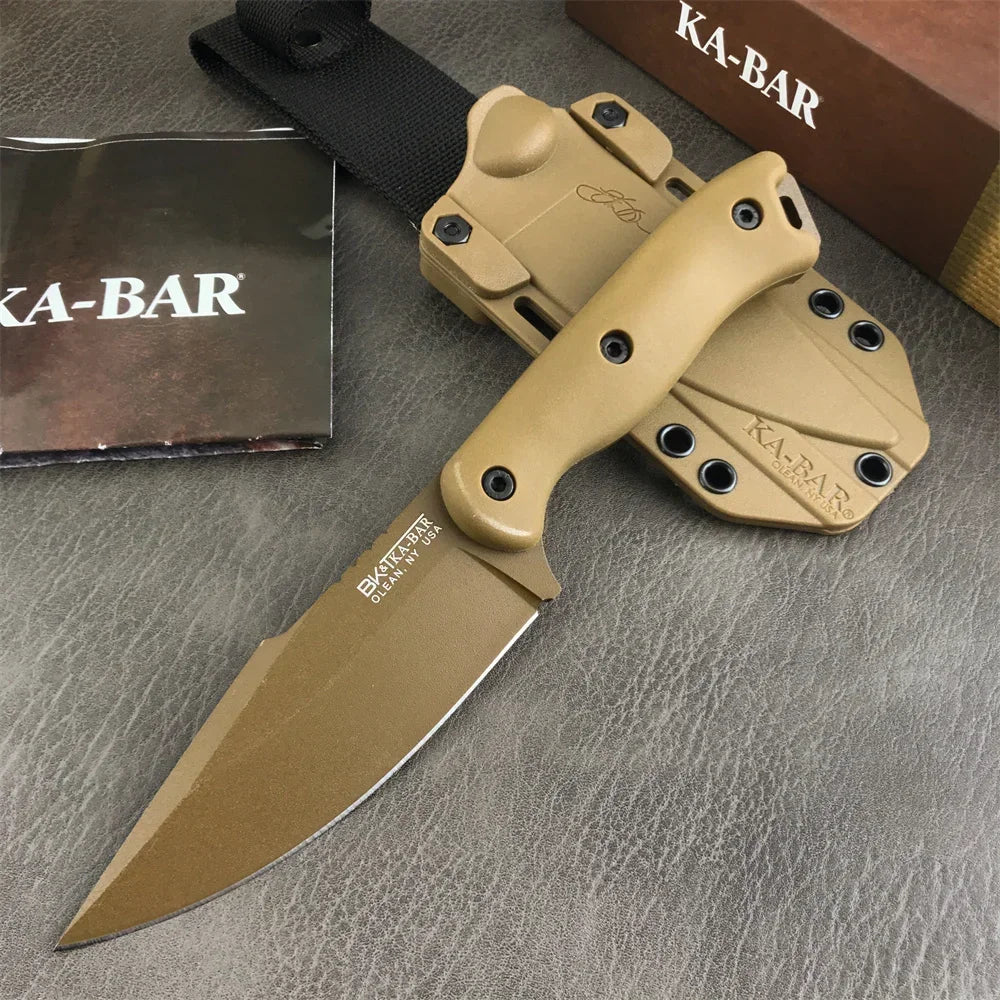 Outdoor Fixed Blade Survival Straight Knife D2 Blade Nylon Fiberglass Handle with Kydex Sheath Tactical Self-defense Hunting EDC