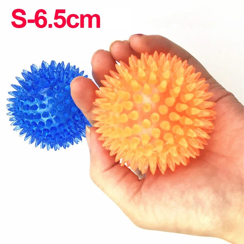 TPR Training Pet Teeth Chewing Toy Pet Dog Toys Puppy Sounding Toy Polka Squeaky Tooth Cleaning Ball for Small and Medium Dogs