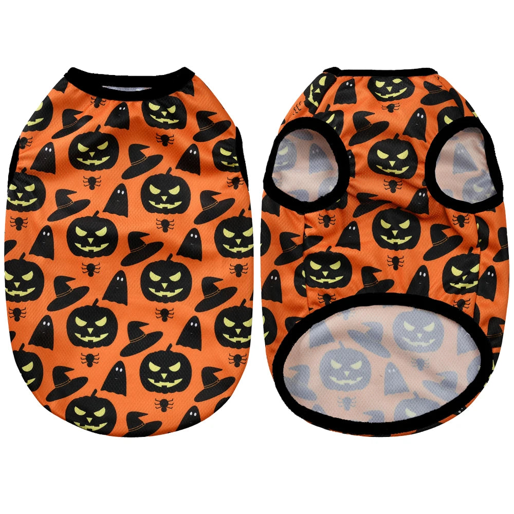 Dog Clothes For Small Medium Dogs Cats Halloween Pumpkin Paw Print Puppy Vest Coat Chihuahua Yorkies Costumes Pet Party Clothing