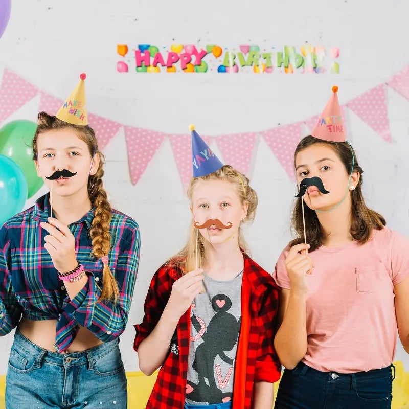 15Pcs Rainbow Party Hat with Pompom Ball Colorful Birthday Event Hat Tea Party Kids Pet Cone Festive Hat Birthday Party Supplies