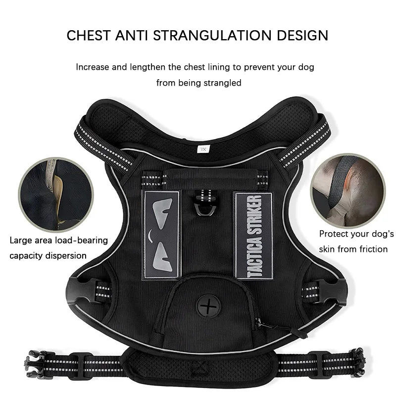 Dog Leash Tactical Dog Chest And Back Large Dog Pet Chest And Back Strap Explosion-Proof Charging Dog Traction Rope