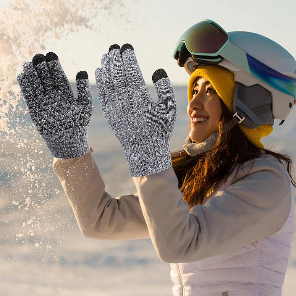 Unisex USB Electric Heated Gloves Winter Outdoor Sport Non-slip Touch Screen Mitten Rechargeable Thermal Knitting Heating Mitts