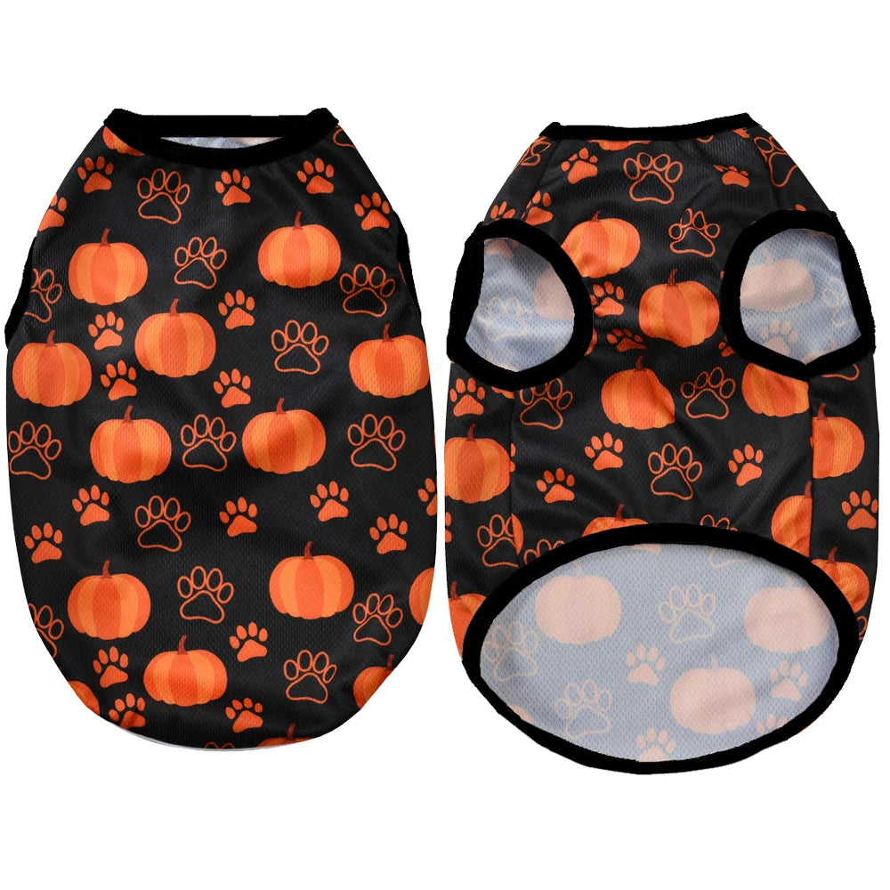 Dog Clothes For Small Medium Dogs Cats Halloween Pumpkin Paw Print Puppy Vest Coat Chihuahua Yorkies Costumes Pet Party Clothing