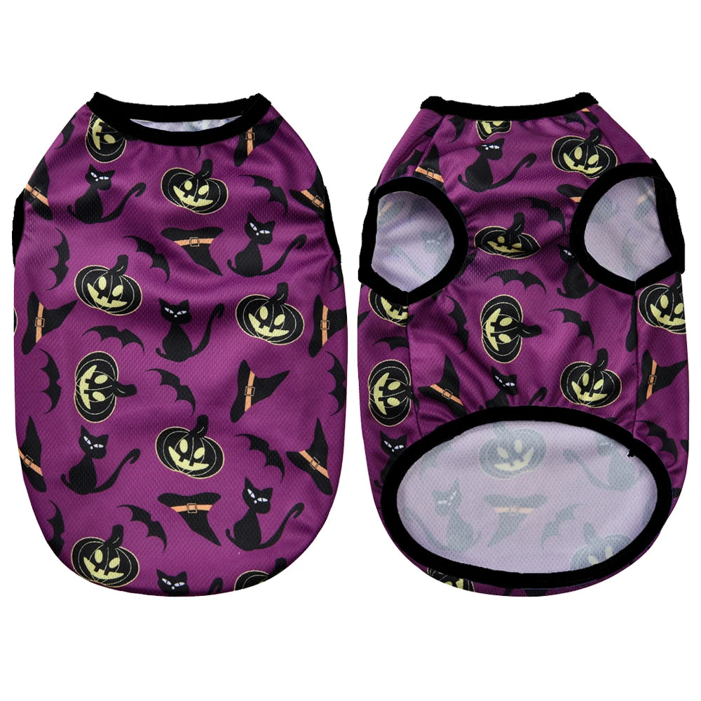 Dog Clothes For Small Medium Dogs Cats Halloween Pumpkin Paw Print Puppy Vest Coat Chihuahua Yorkies Costumes Pet Party Clothing