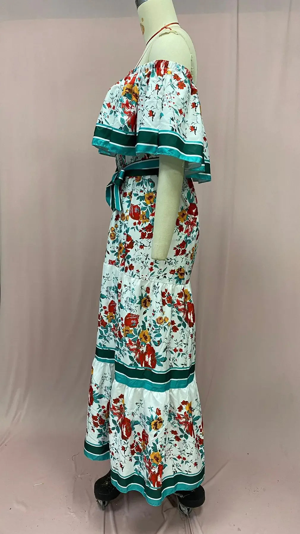 Amazon Off-shoulder Printing Long Dress New Arrival European American Foreign Trade Spring Summer Season Women Fashion