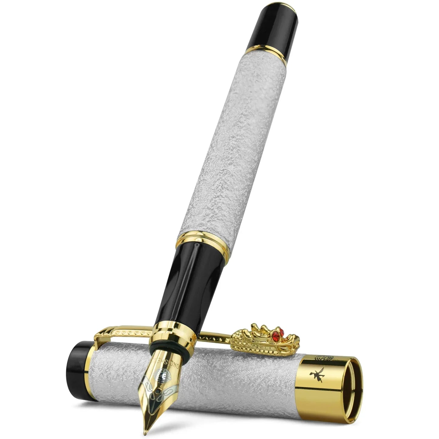 STONEGO Luxury Dragon Crystal Diamond Fountain Pen for Business Office Signature Metal Writing Tool