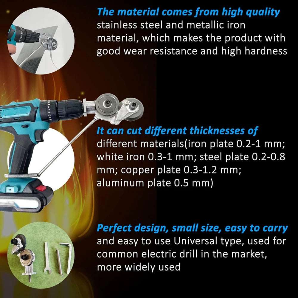 1/2Pcs Electric Drill Cutter Attachment Metal Double Headed Sheet Cutting Tools Cut Plate Punch Shears Drill Plate Cutter Set