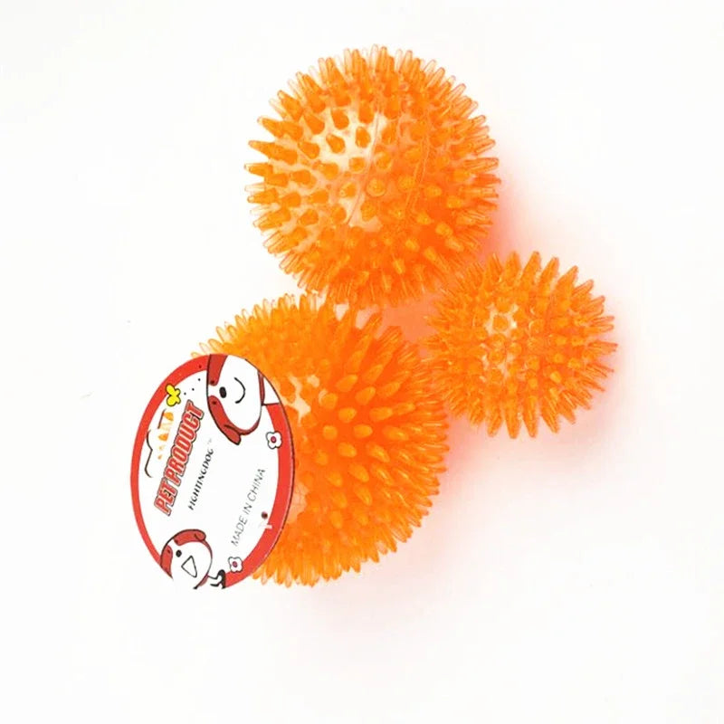 TPR Training Pet Teeth Chewing Toy Pet Dog Toys Puppy Sounding Toy Polka Squeaky Tooth Cleaning Ball for Small and Medium Dogs