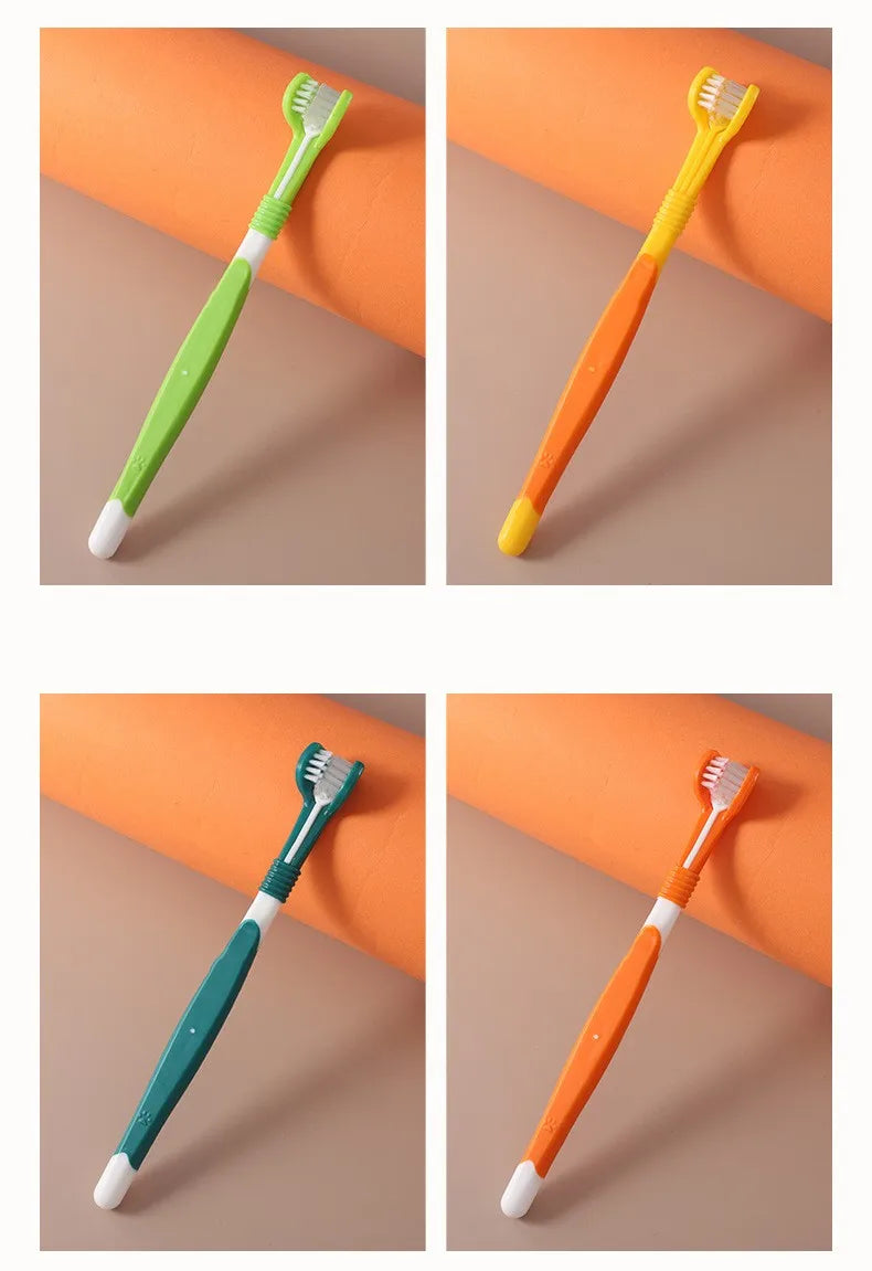 Dog Toothbrush Three Sided Pet Toothbrush Dog Teeth Cleaning Soft Hair Teeth Brush for Dogs Cat Mouth Cleaning Pet Products