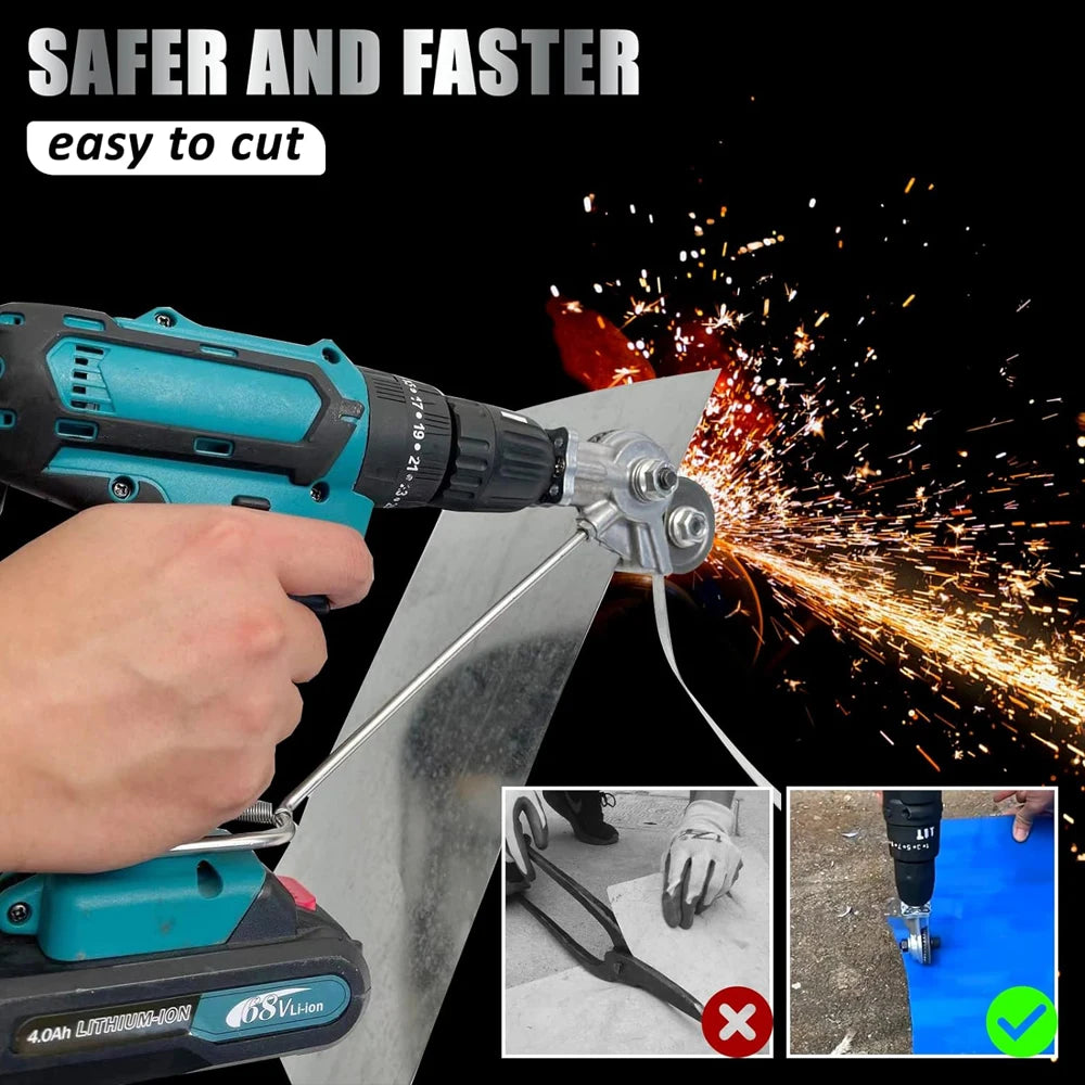 1/2Pcs Electric Drill Cutter Attachment Metal Double Headed Sheet Cutting Tools Cut Plate Punch Shears Drill Plate Cutter Set