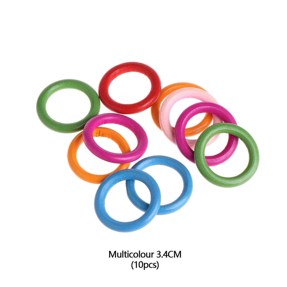 10Pcs Pet Bird Parrot Intelligence Toys Natural Wooden Ring Parrot Training Toy Chew Bite Toys For Budgies Parakeet Growth Toy