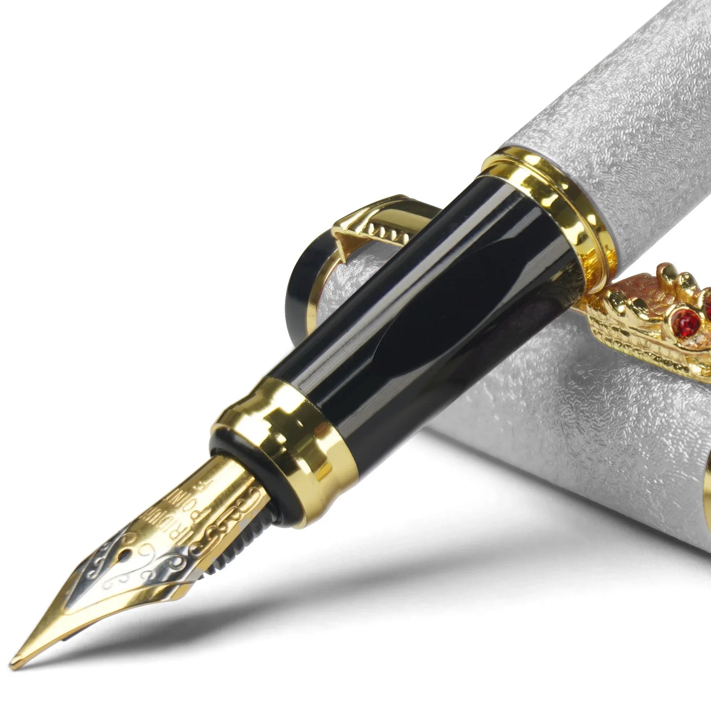 STONEGO Luxury Dragon Crystal Diamond Fountain Pen for Business Office Signature Metal Writing Tool