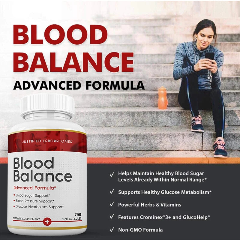 Blood Balancing Supplements - Balance Blood Sugar, Blood Pressure, Heart Health,Glucose Metabolism Support - 120 Capsules