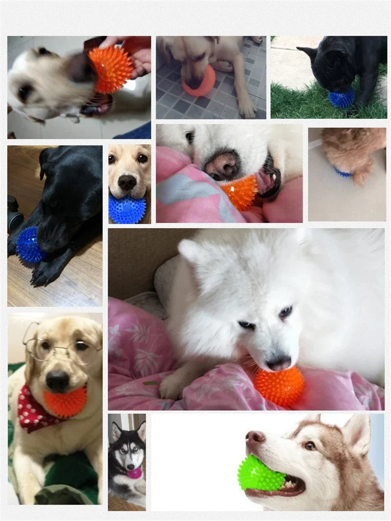 TPR Training Pet Teeth Chewing Toy Pet Dog Toys Puppy Sounding Toy Polka Squeaky Tooth Cleaning Ball for Small and Medium Dogs