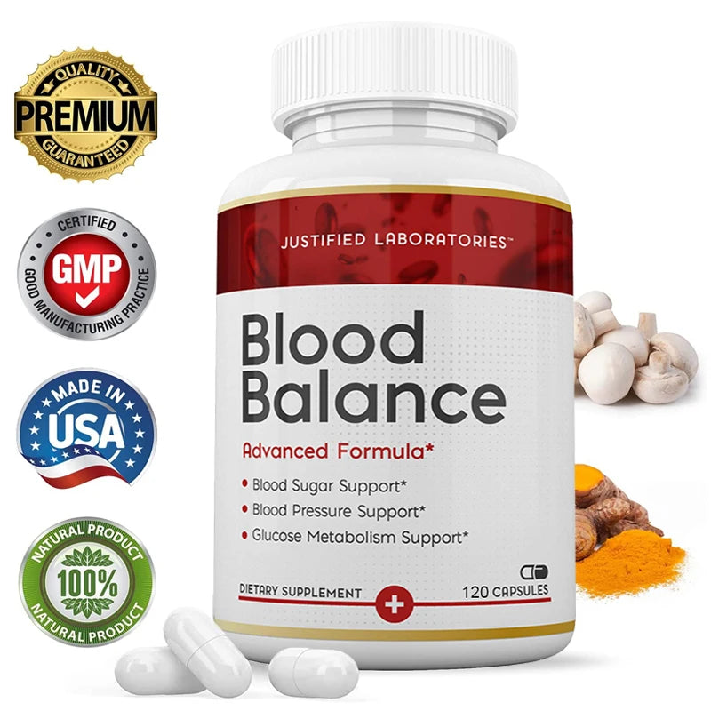 Blood Balancing Supplements - Balance Blood Sugar, Blood Pressure, Heart Health,Glucose Metabolism Support - 120 Capsules