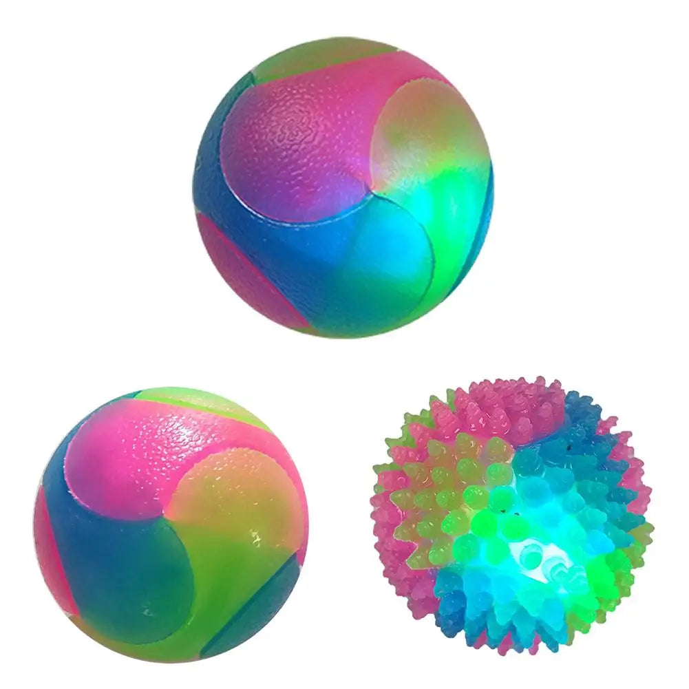 Pet Light Up Toy Ball Glowing LED Puppy Flashing Elastic Ball Toy Color Light TPR Ball Interactive Toys For Cats Small Dogs D8T4