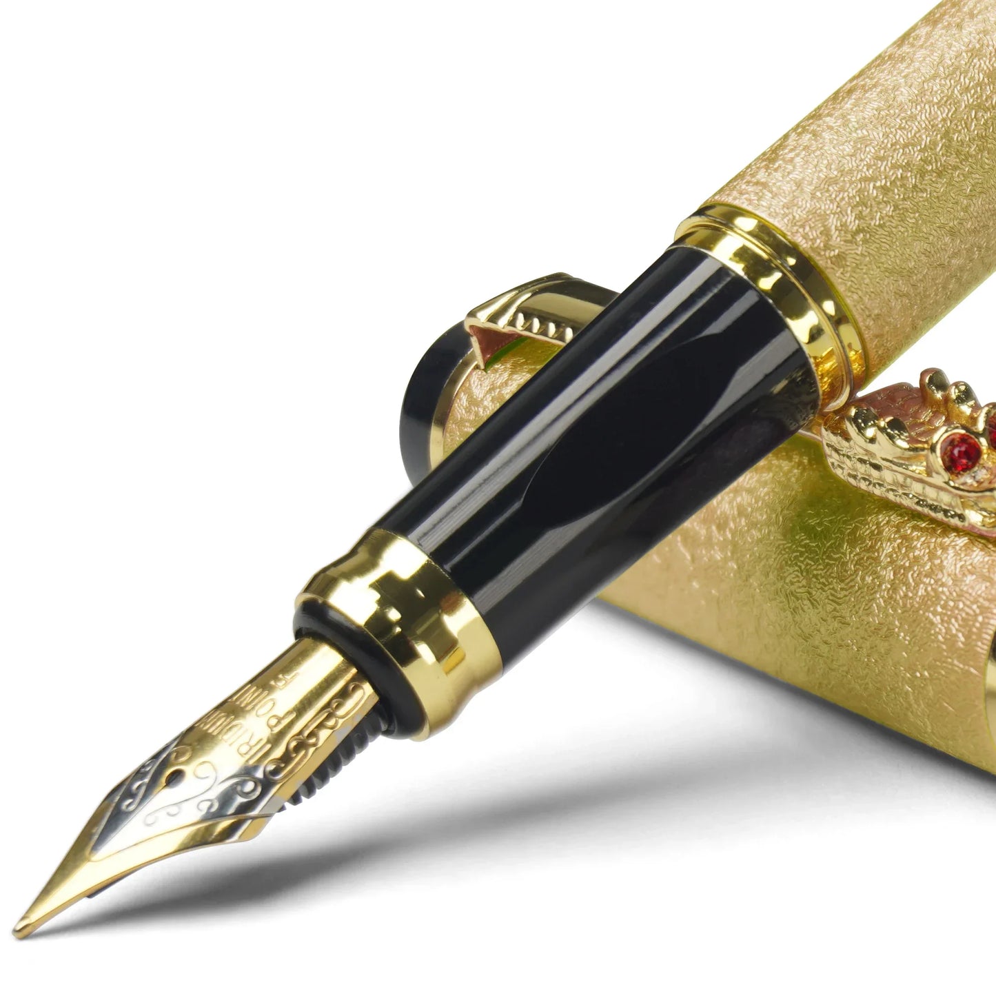 STONEGO Luxury Dragon Crystal Diamond Fountain Pen for Business Office Signature Metal Writing Tool
