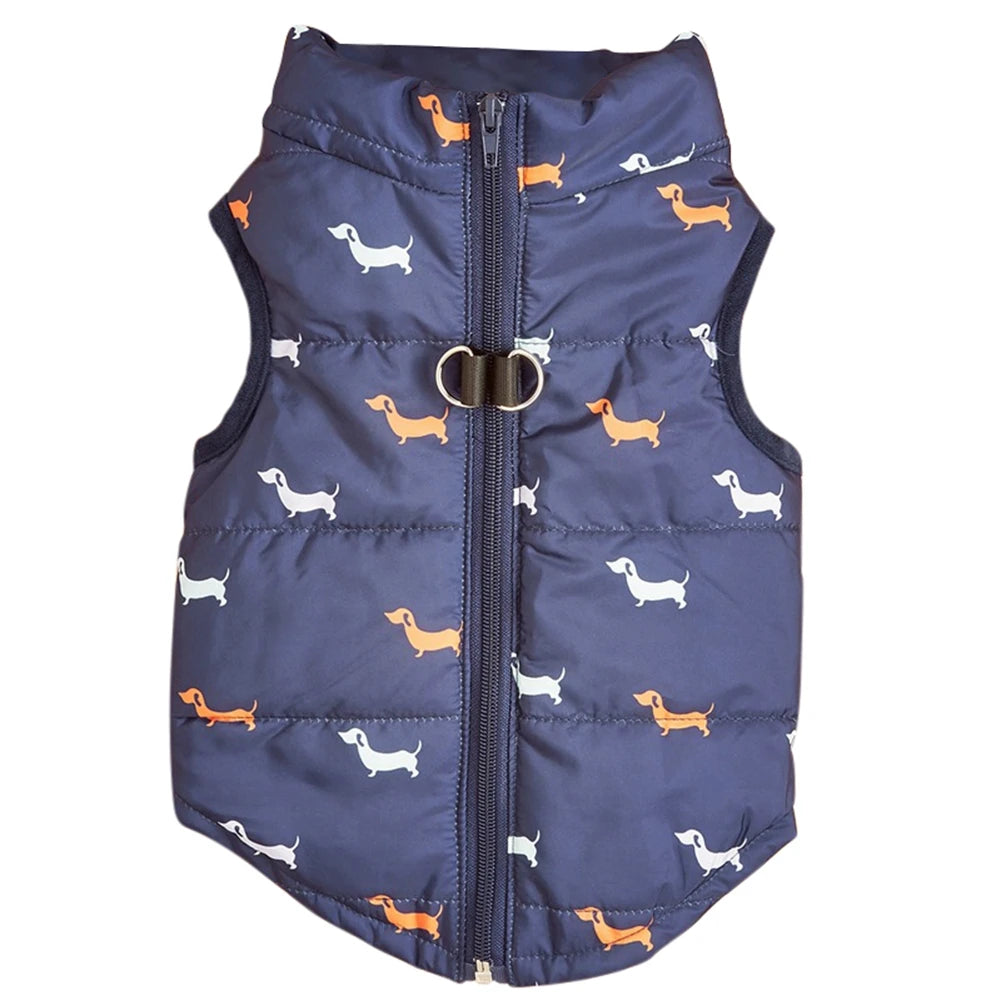 Pet Cats Dogs Warm Zipper Traction Hole Cardigan Cotton Vest Pet Warm Clothes Dogs Autumn Winter Clothes Cardigan For Pets