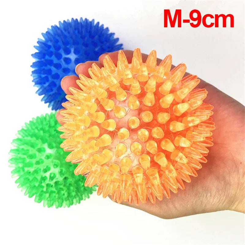 TPR Training Pet Teeth Chewing Toy Pet Dog Toys Puppy Sounding Toy Polka Squeaky Tooth Cleaning Ball for Small and Medium Dogs