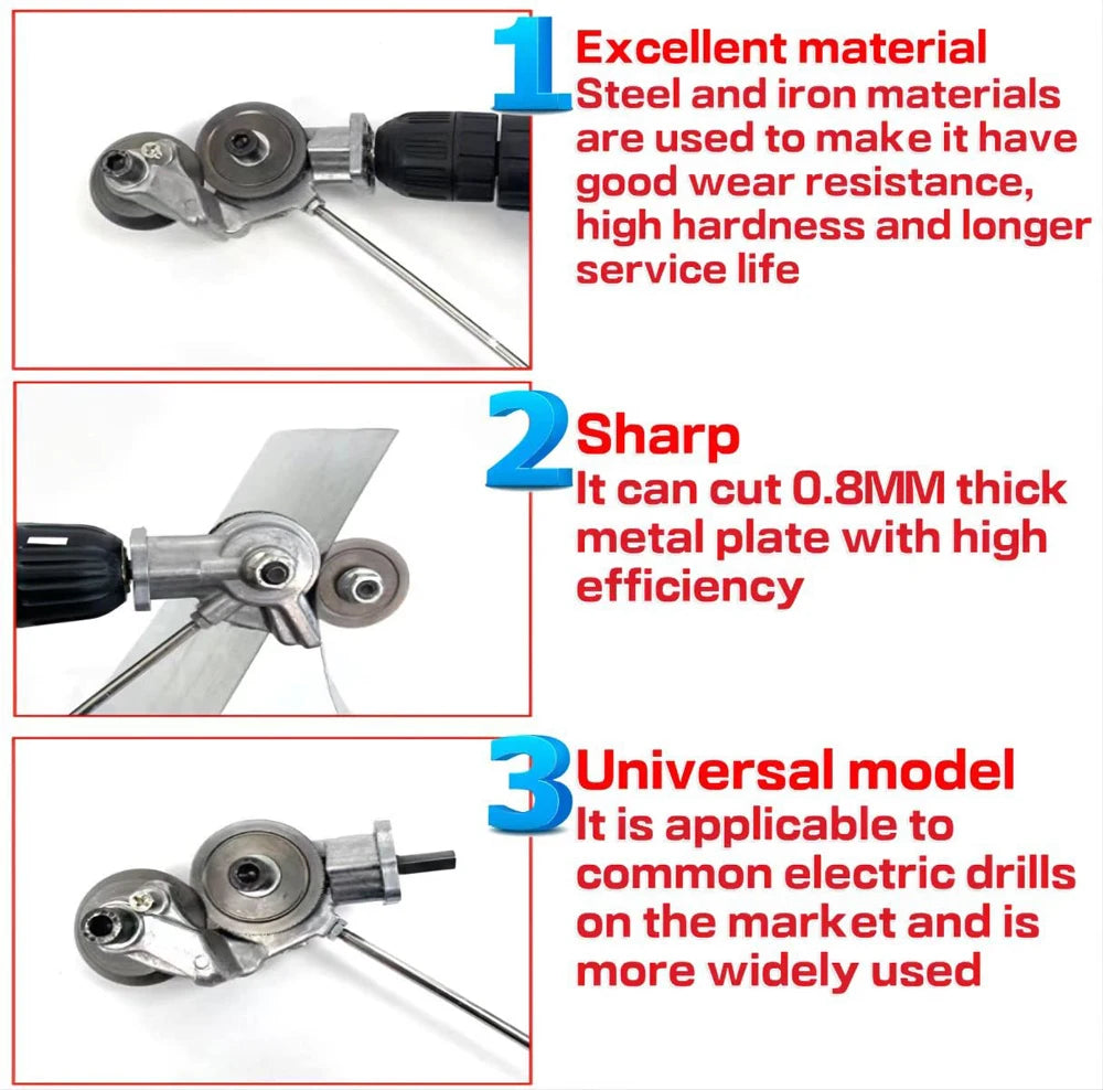 1/2Pcs Electric Drill Cutter Attachment Metal Double Headed Sheet Cutting Tools Cut Plate Punch Shears Drill Plate Cutter Set