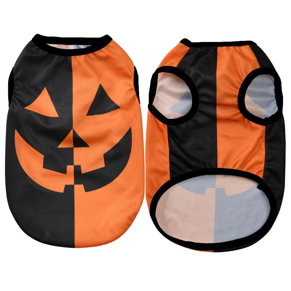 Dog Clothes For Small Medium Dogs Cats Halloween Pumpkin Paw Print Puppy Vest Coat Chihuahua Yorkies Costumes Pet Party Clothing