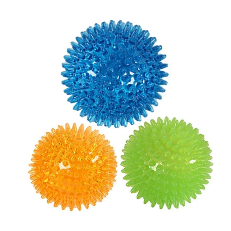 TPR Training Pet Teeth Chewing Toy Pet Dog Toys Puppy Sounding Toy Polka Squeaky Tooth Cleaning Ball for Small and Medium Dogs