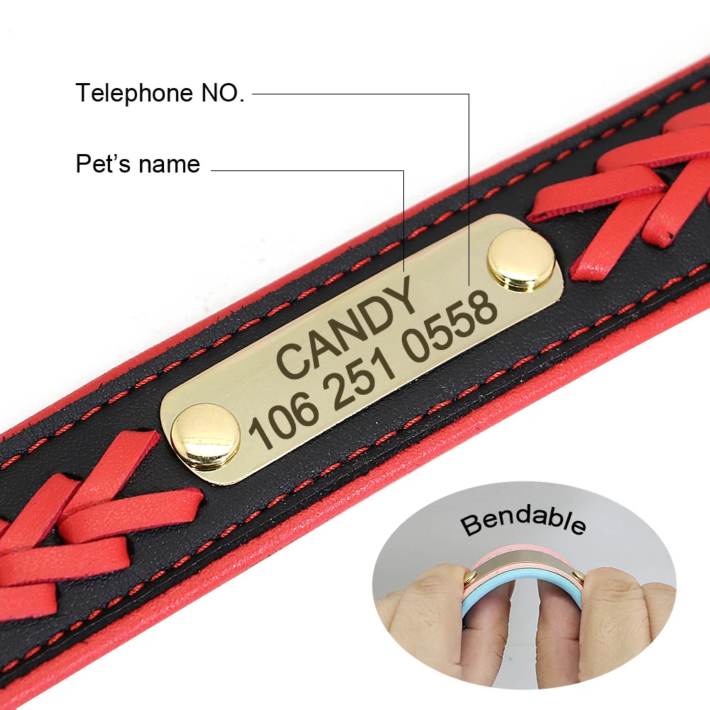 Personalized Dog Collar Custom Pet Puppy Nameplate Collars Free Engraved ID Tag Adjustable For Small Medium Large Dogs Chihuahua