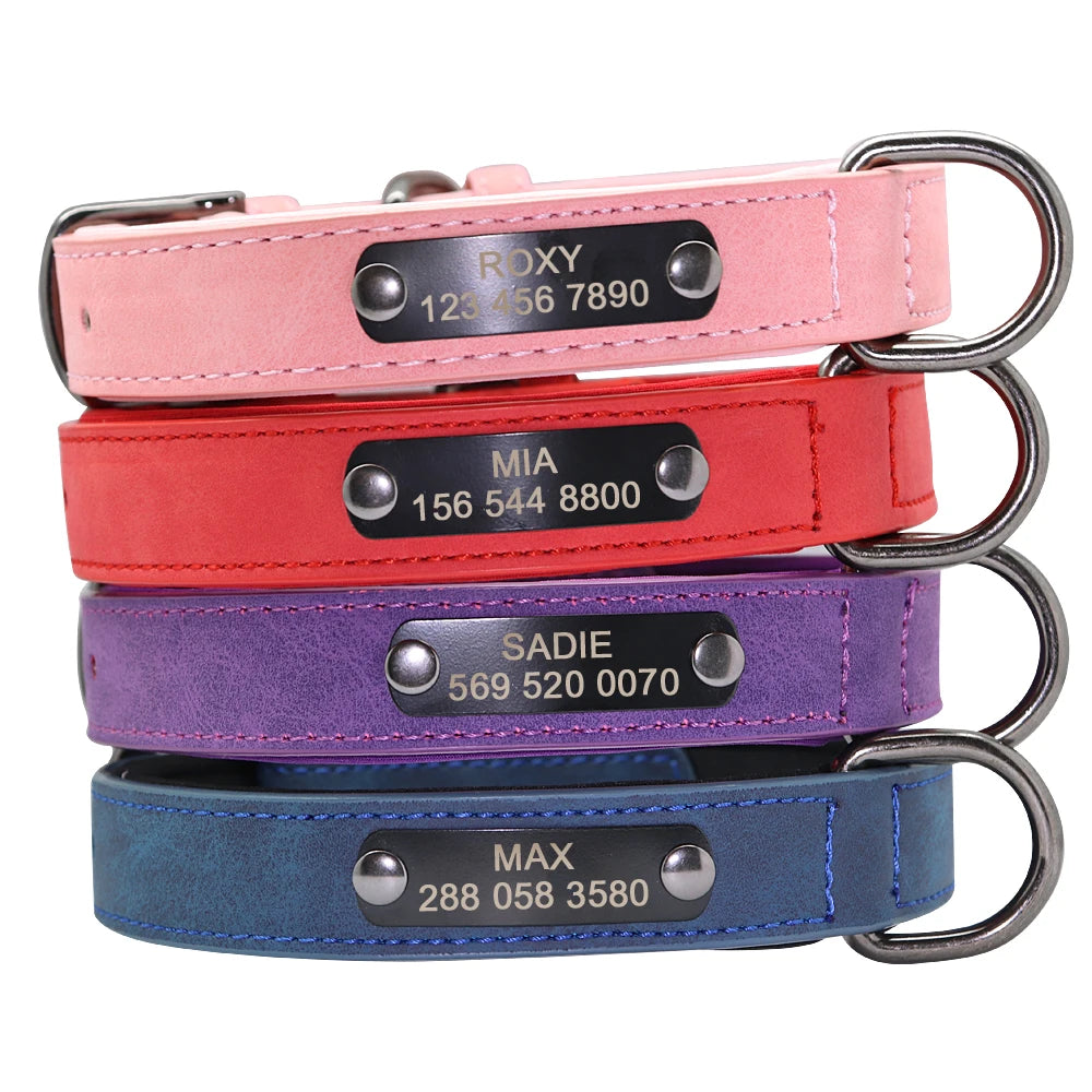Custom Dog Collar Personalized Small Dogs Leather Collar Engraved Puppy Pet ID Tag Collars Pet Products For French Bulldog Pug