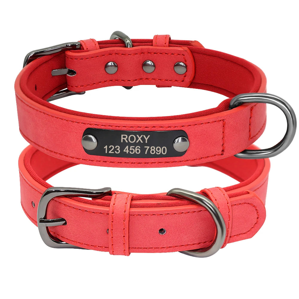 Custom Dog Collar Personalized Small Dogs Leather Collar Engraved Puppy Pet ID Tag Collars Pet Products For French Bulldog Pug