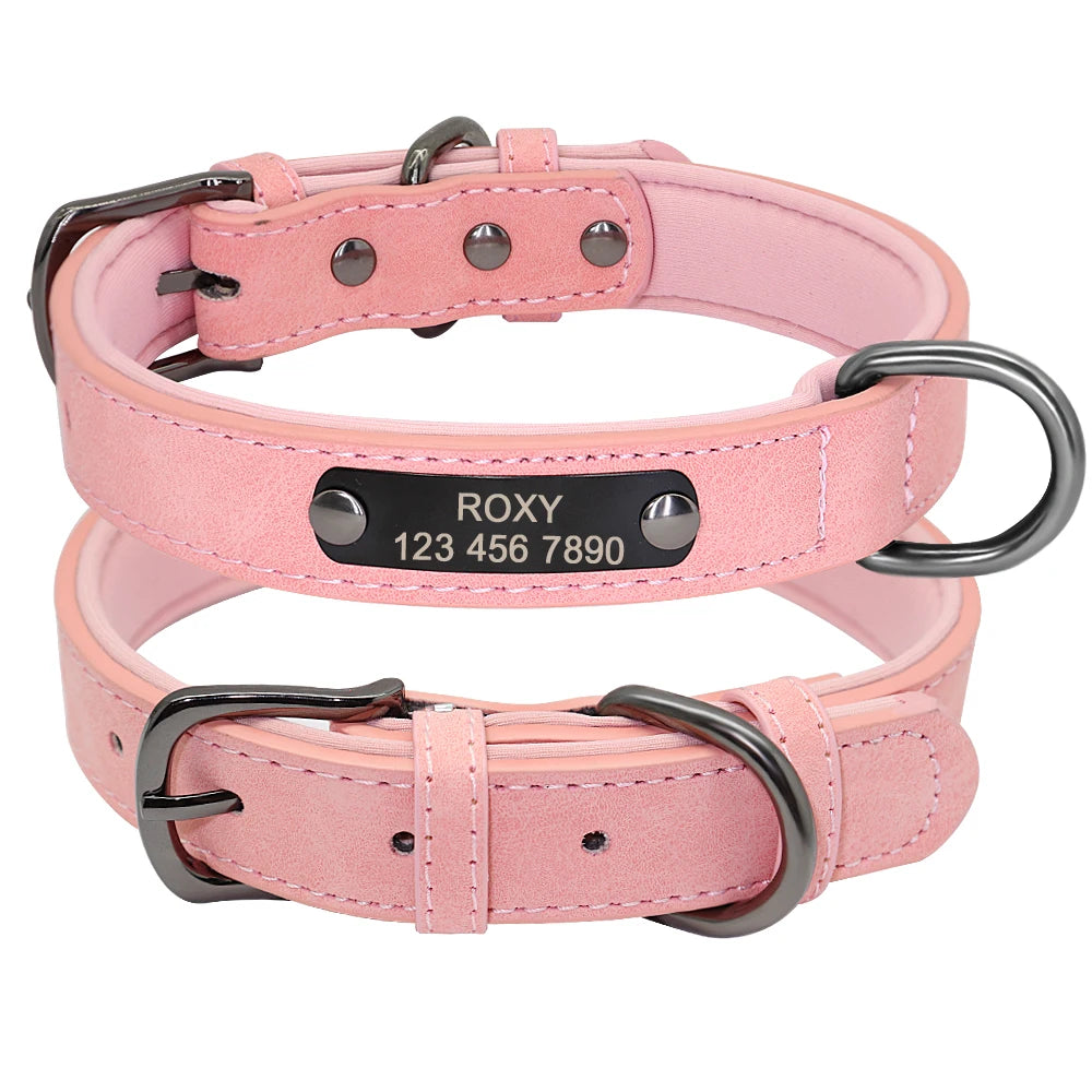 Custom Dog Collar Personalized Small Dogs Leather Collar Engraved Puppy Pet ID Tag Collars Pet Products For French Bulldog Pug