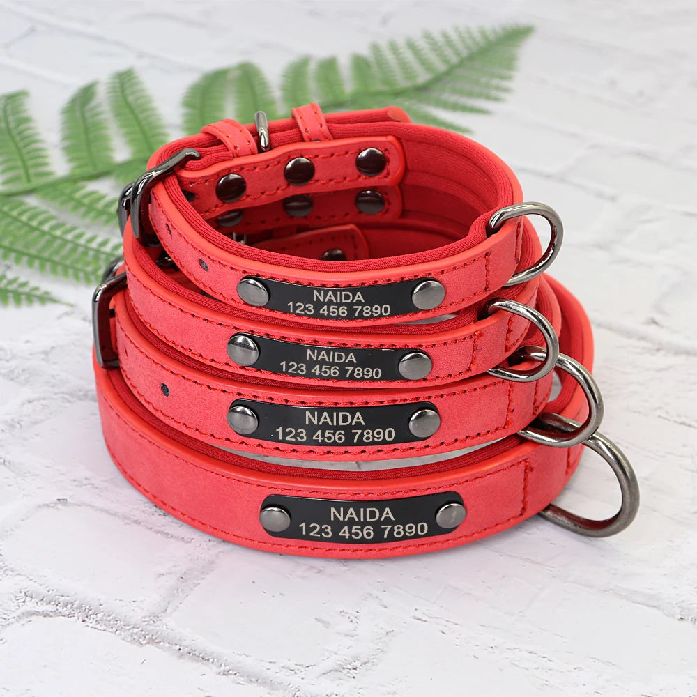 Custom Dog Collar Personalized Small Dogs Leather Collar Engraved Puppy Pet ID Tag Collars Pet Products For French Bulldog Pug