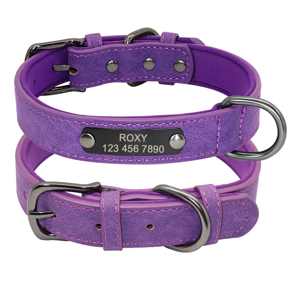 Custom Dog Collar Personalized Small Dogs Leather Collar Engraved Puppy Pet ID Tag Collars Pet Products For French Bulldog Pug