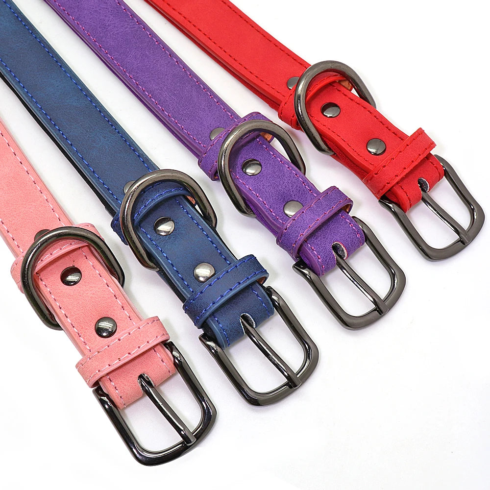 Custom Dog Collar Personalized Small Dogs Leather Collar Engraved Puppy Pet ID Tag Collars Pet Products For French Bulldog Pug