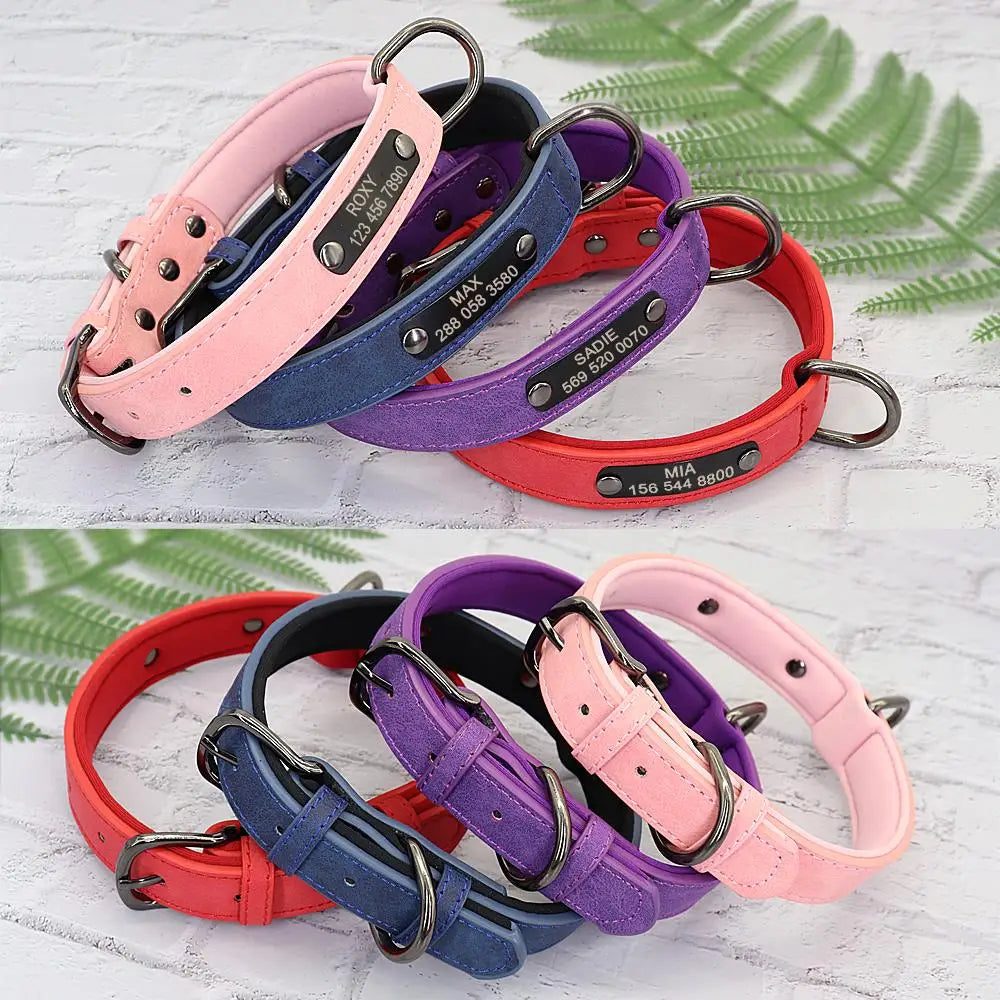 Custom Dog Collar Personalized Small Dogs Leather Collar Engraved Puppy Pet ID Tag Collars Pet Products For French Bulldog Pug