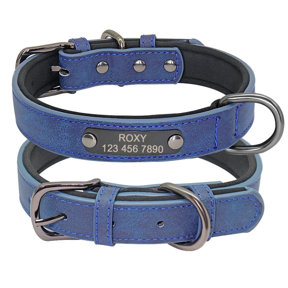Custom Dog Collar Personalized Small Dogs Leather Collar Engraved Puppy Pet ID Tag Collars Pet Products For French Bulldog Pug