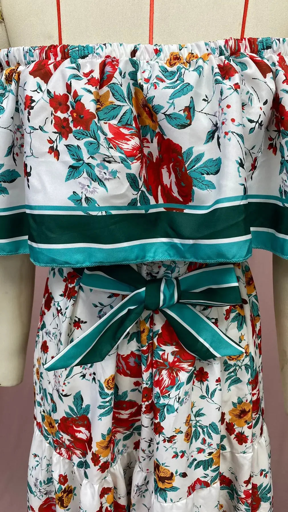Amazon Off-shoulder Printing Long Dress New Arrival European American Foreign Trade Spring Summer Season Women Fashion