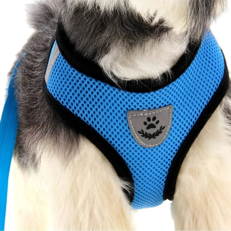 Pet Dog Harness Lead Leather Walking Escape Adjustable Mesh Vest Harness Puppy Collar Suitable For Medium Dog Harness
