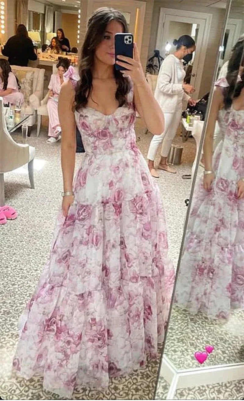 2025 Spring/Summer New European and American Off Shoulder Women's Fashion Organza Fairy Long Dress Elegant Evening Dress