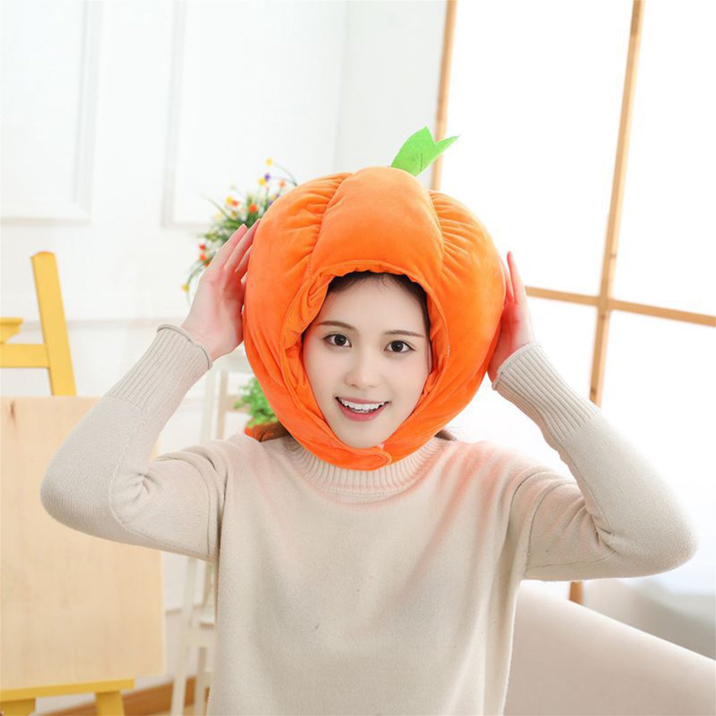 Adorable Plush Pumpkin Beanie Hat and Scarf Set for Adults Fun Halloween Costume Accessories for Men and Women Festive Party