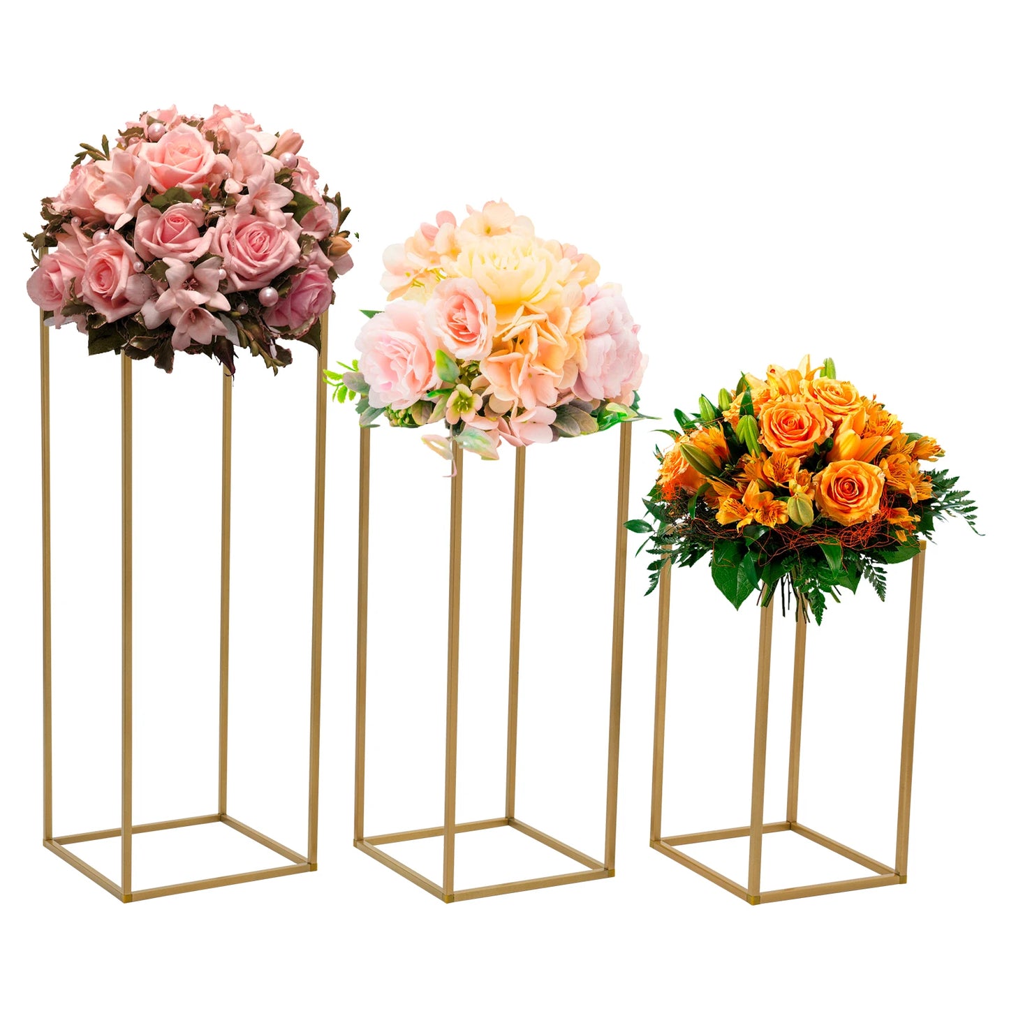 12 PCS Metal Flower Stand, Wedding Centerpieces, Pillar Rectangular Geometric Flower Rack for Event Party Decor