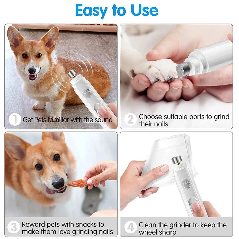 Dog Nail Grinder 2-Speed Electric Rechargeable Pet Nail Trimmer Painless Paws Grooming Smoothing for Small Medium Large Dogs Cat