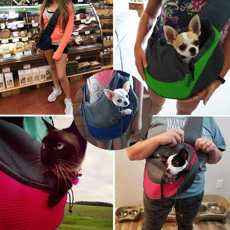 Reflective Breathable Mesh Pet Bag Portable Cat Puppy Crossbody Shoulder  Bag Travel Safe and Comfortable for Outgoing Pets