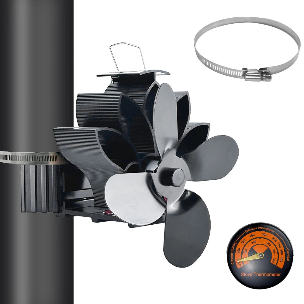 Wood Stove Fan Heat Powered Non-Electric Lotus Shaped Heat Distribution Hanging Fireplace Fan for Wood Burning Stove/Log Burner