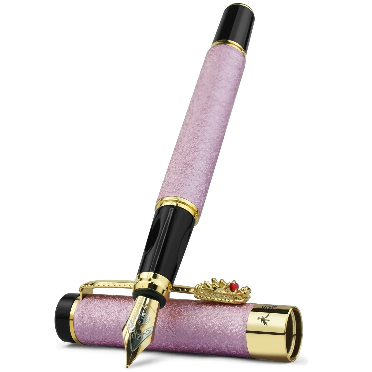 STONEGO Luxury Dragon Crystal Diamond Fountain Pen for Business Office Signature Metal Writing Tool