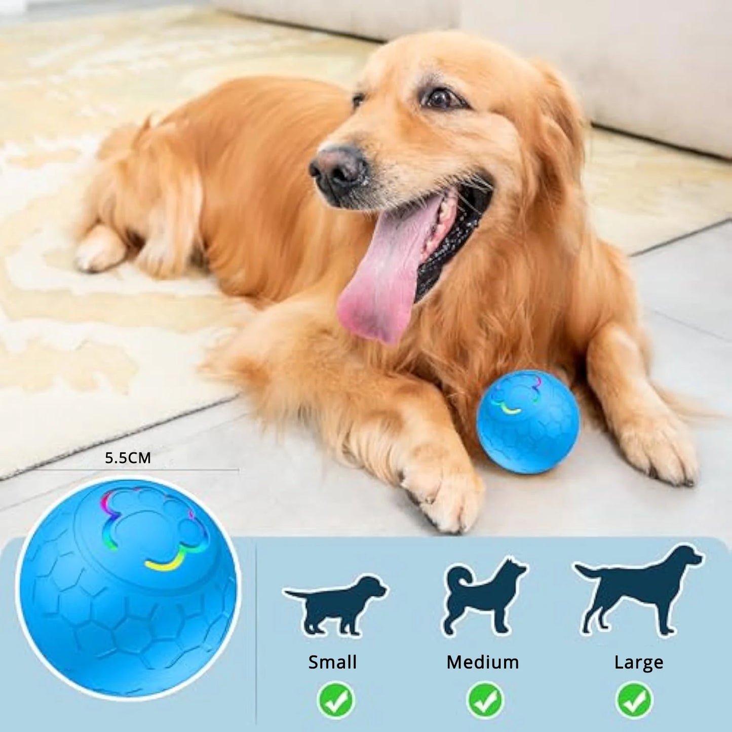 Electric Interactive Dog Ball Toys With Led Lilght Automatic Moving Smart Ball Dog Color Changing Bouncing Rotating Pet Products