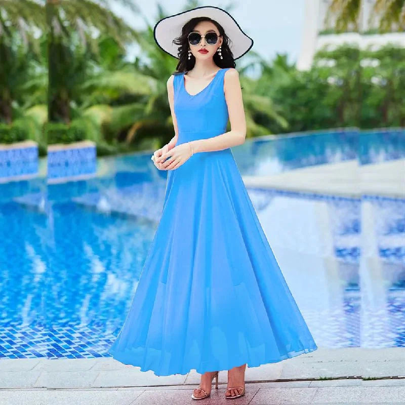 Shawl Dress Suit/Sun Protection Women Chiffon Dress Mother And Dress Two Piece Suit Bohemian Big Swing Long Dress Holiday Dress