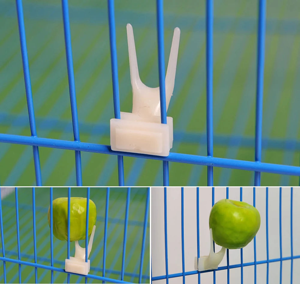 5 Pcs Bird Cage Fruit Fork Parrot Bird Feeder Pet Bird Plastic Food Holder Fruit Snack Fork Feeding Convenient Hamster Feeder