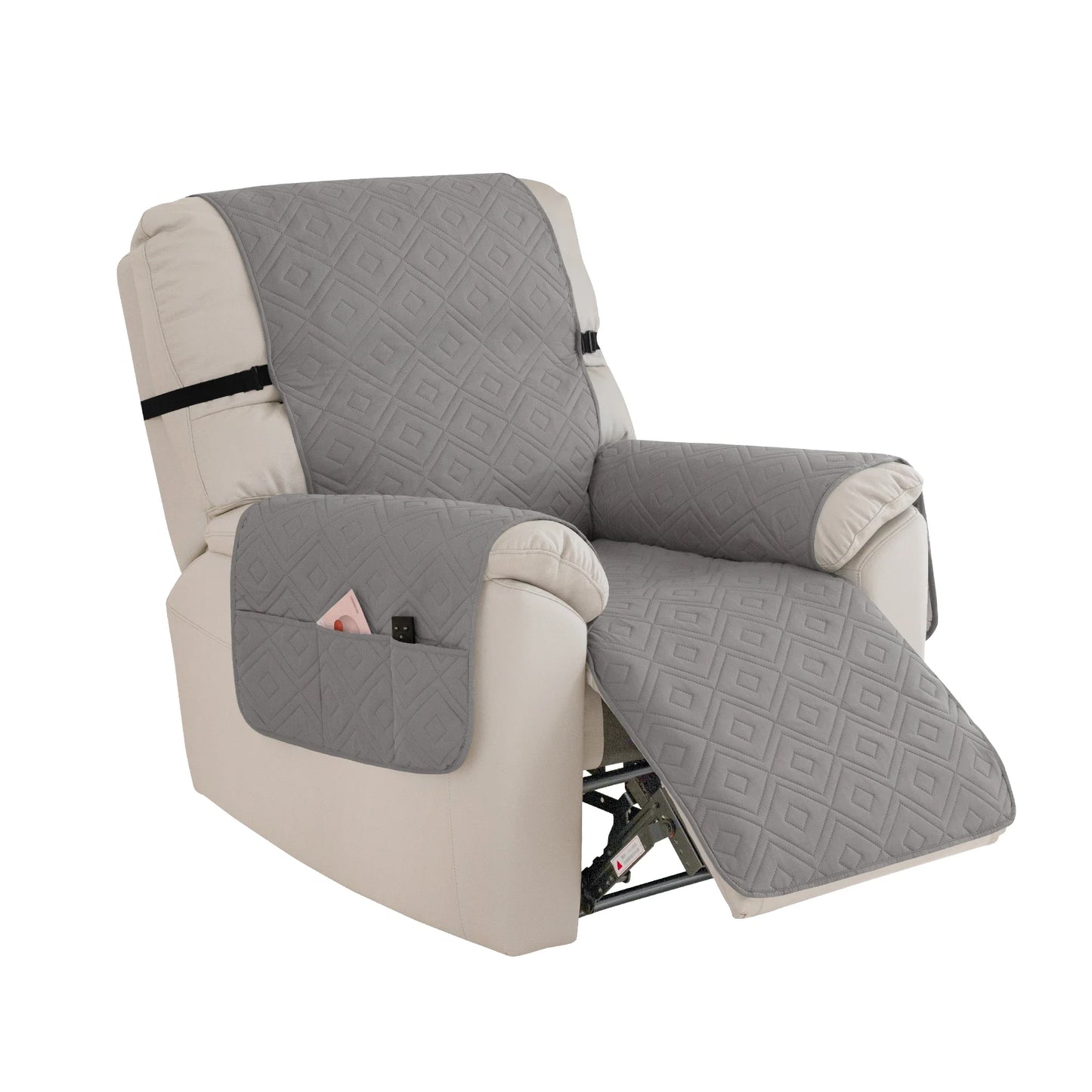 Quilted Recliner Sofa Cover Water Repellent Reclining Chair Covers Pet Kid Dogs Mat Armchairs Slipcovers with Elastic Strap