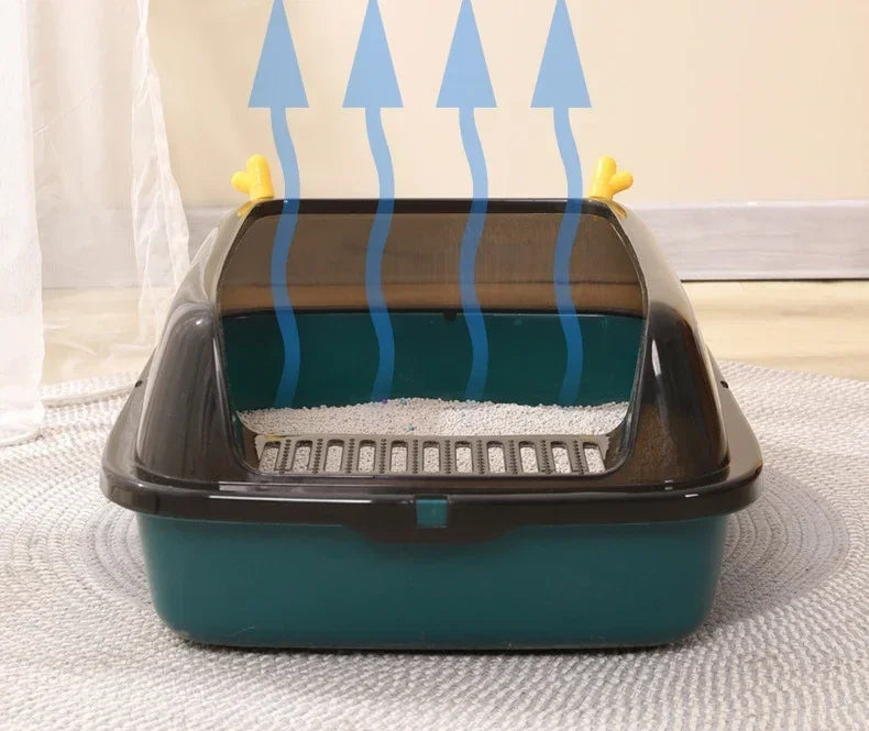 Cat Litter Box Design Semi-enclosed Sandbox Cat Tray Pet Toilet Prevent Splash Tray Goods For Kittens Litter Kitty Cat Bedpans